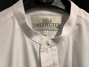 Collarless Shirt (White) double cuffs