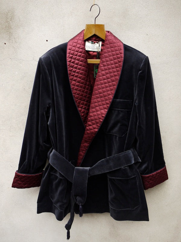 Mens velvet hot sale smoking robe